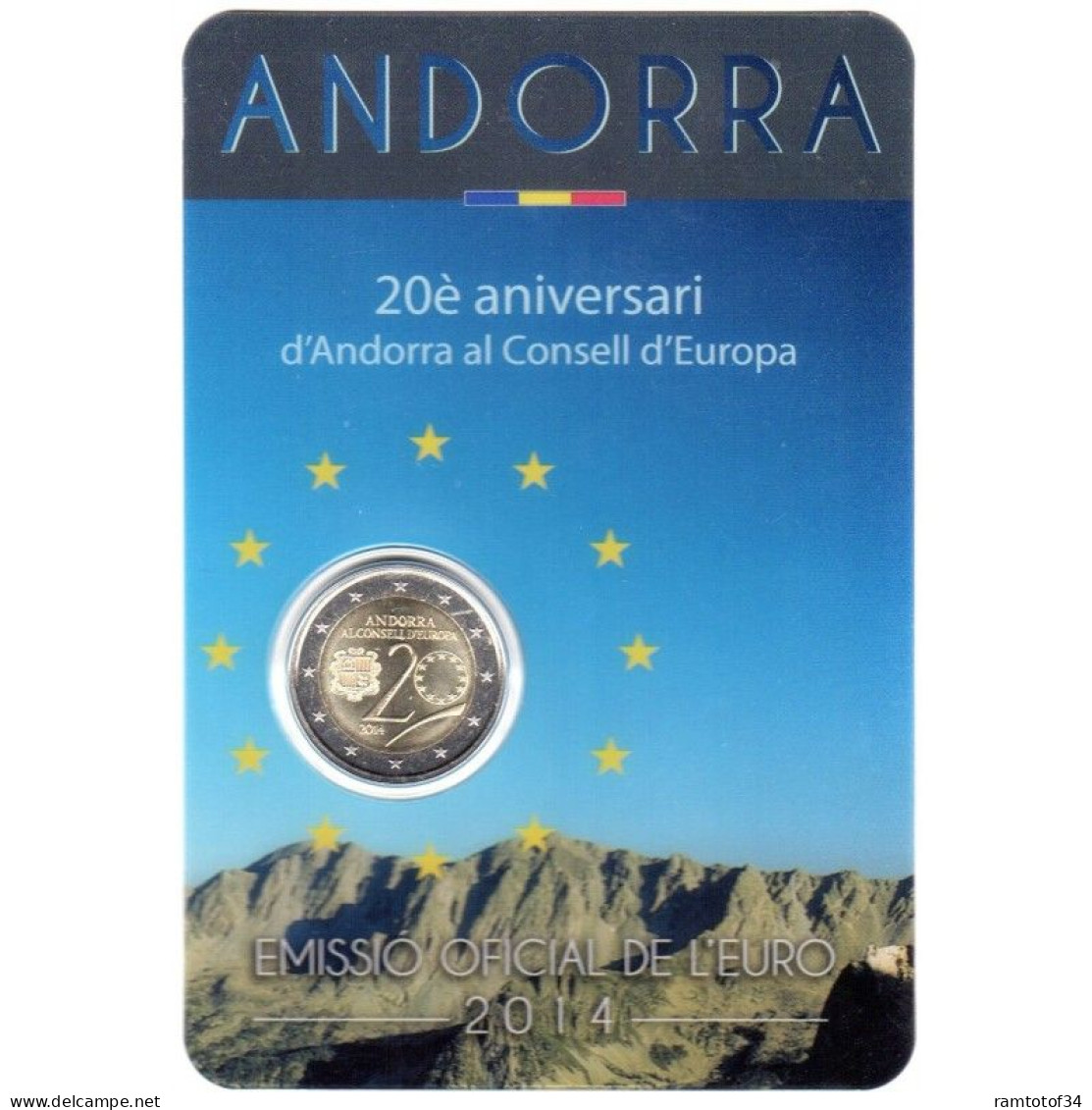 2014 ANDORRE - 2€ Euro Commémorative - L’entrée Au Conseil De L’Europe - Andorra