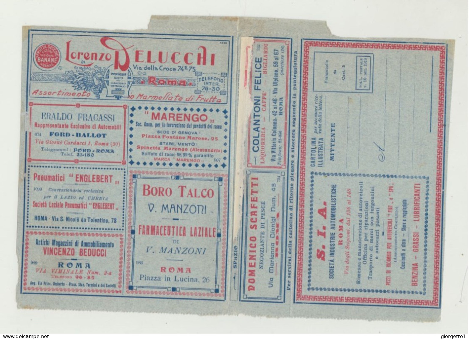 BUSTA LETTERA POSTALE - PUBBLICITARIA - FRANCOBOLLO SOVRASCRITTO BLP WW1 - Timbres Pour Envel. Publicitaires (BLP)