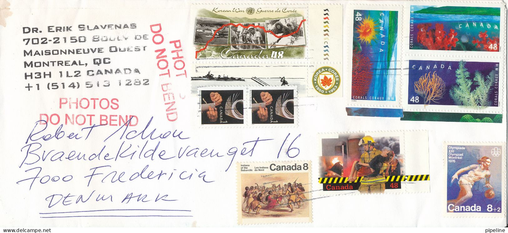 Canada Multi Franked Cover Sent To Denmark - Brieven En Documenten