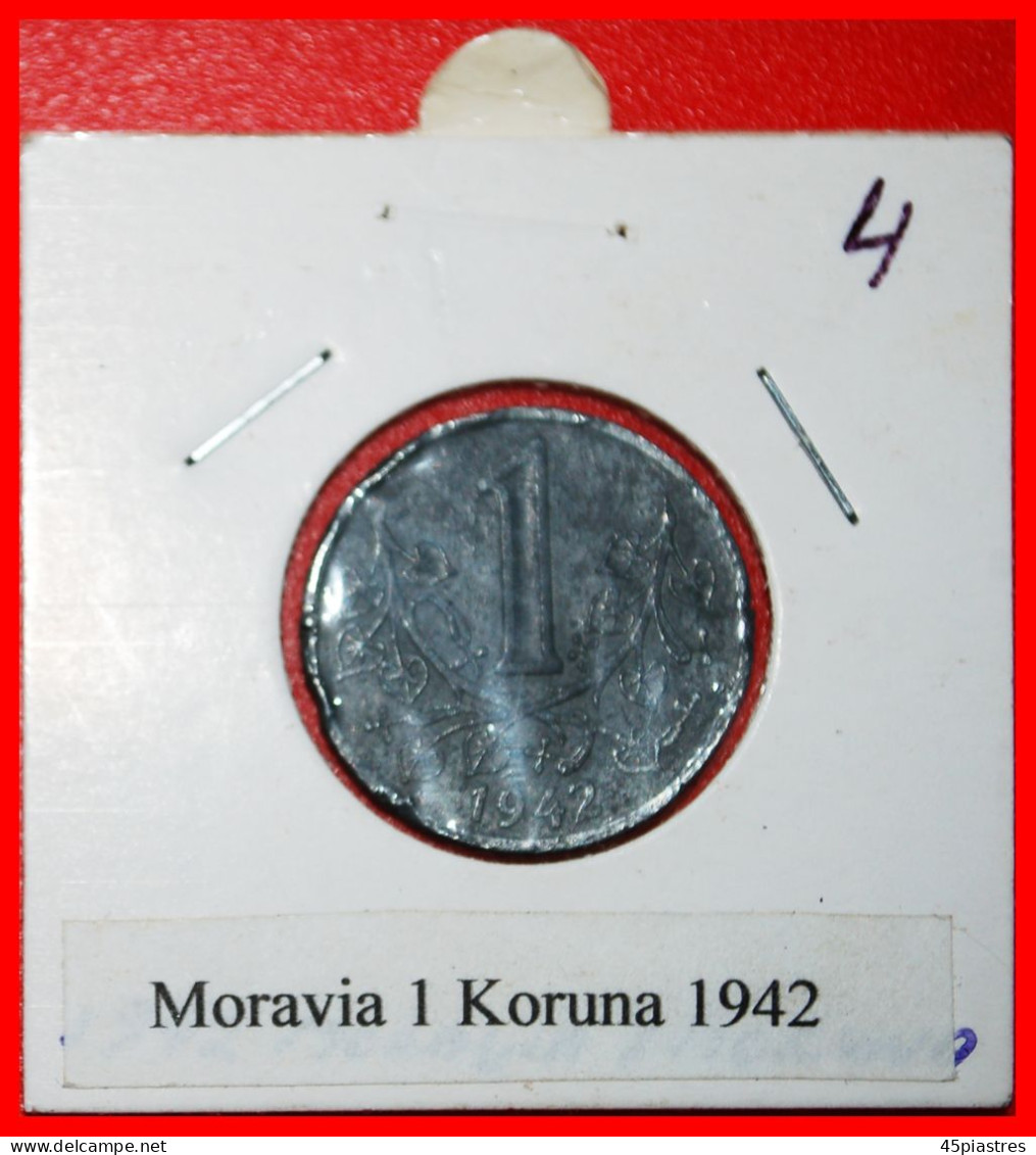 * CZECHIA: BOHEMIA AND MORAVIA UNDER GERMANY (1939-1945)  1 CROWN 1942! IN HOLDER! · LOW START · NO RESERVE! - Frappes Militaires - 2° Guerre Mondiale