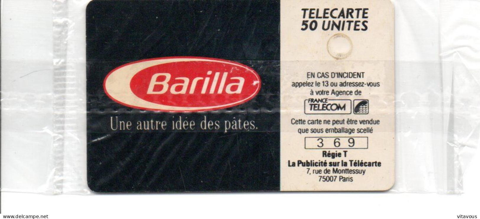 D 203 BARILLA 1 - Pâtes  Télécarte FRANCE 50 Unités  NSB Phonecard (J 938) - Privat