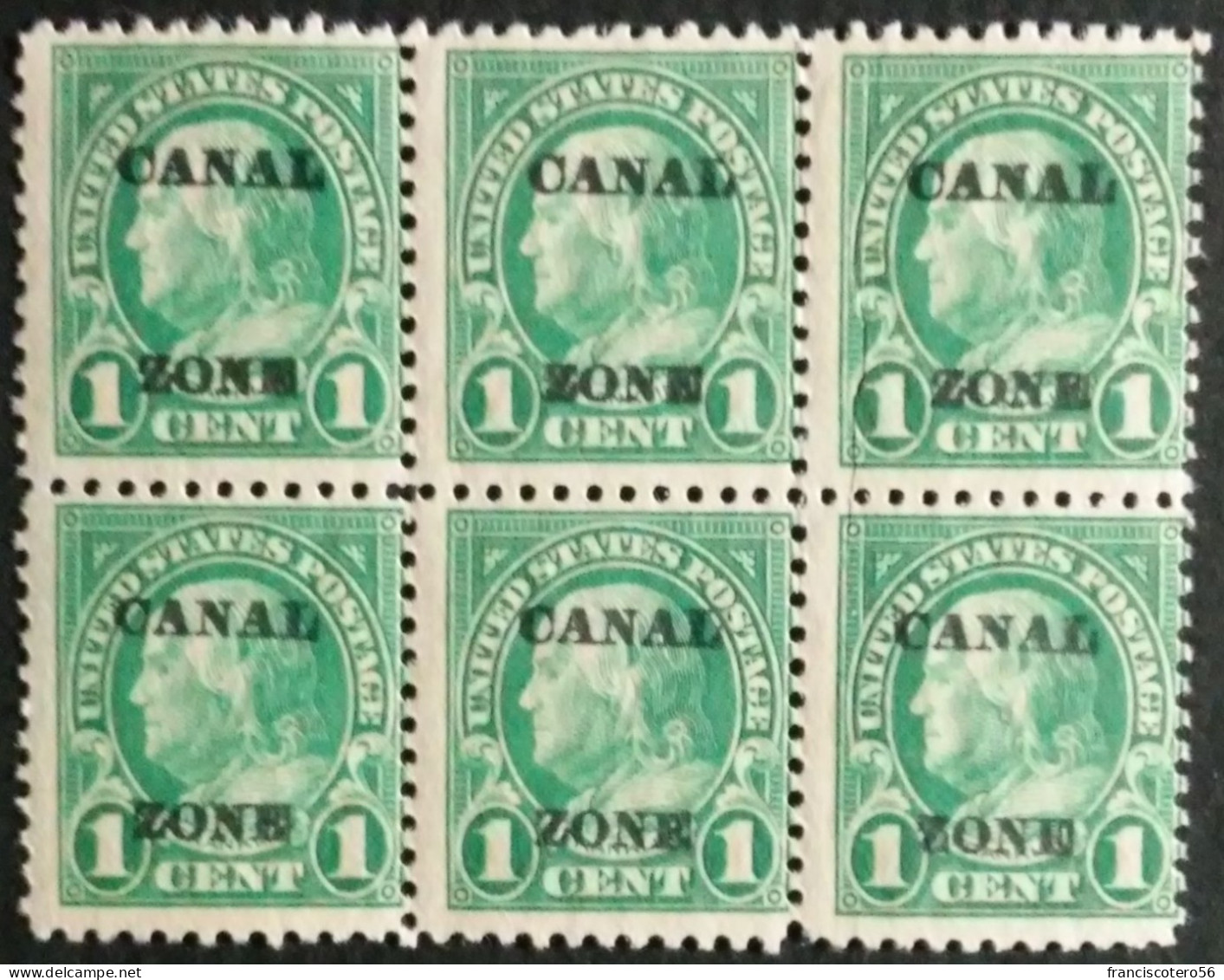 Estados - Unidos:  Año. 1924 - 25 (Canal - Zona). Tipos. "A" - Scott. **Numero 71e - BL. 6 - Muy Buenos Ejemplares. - Nuevos