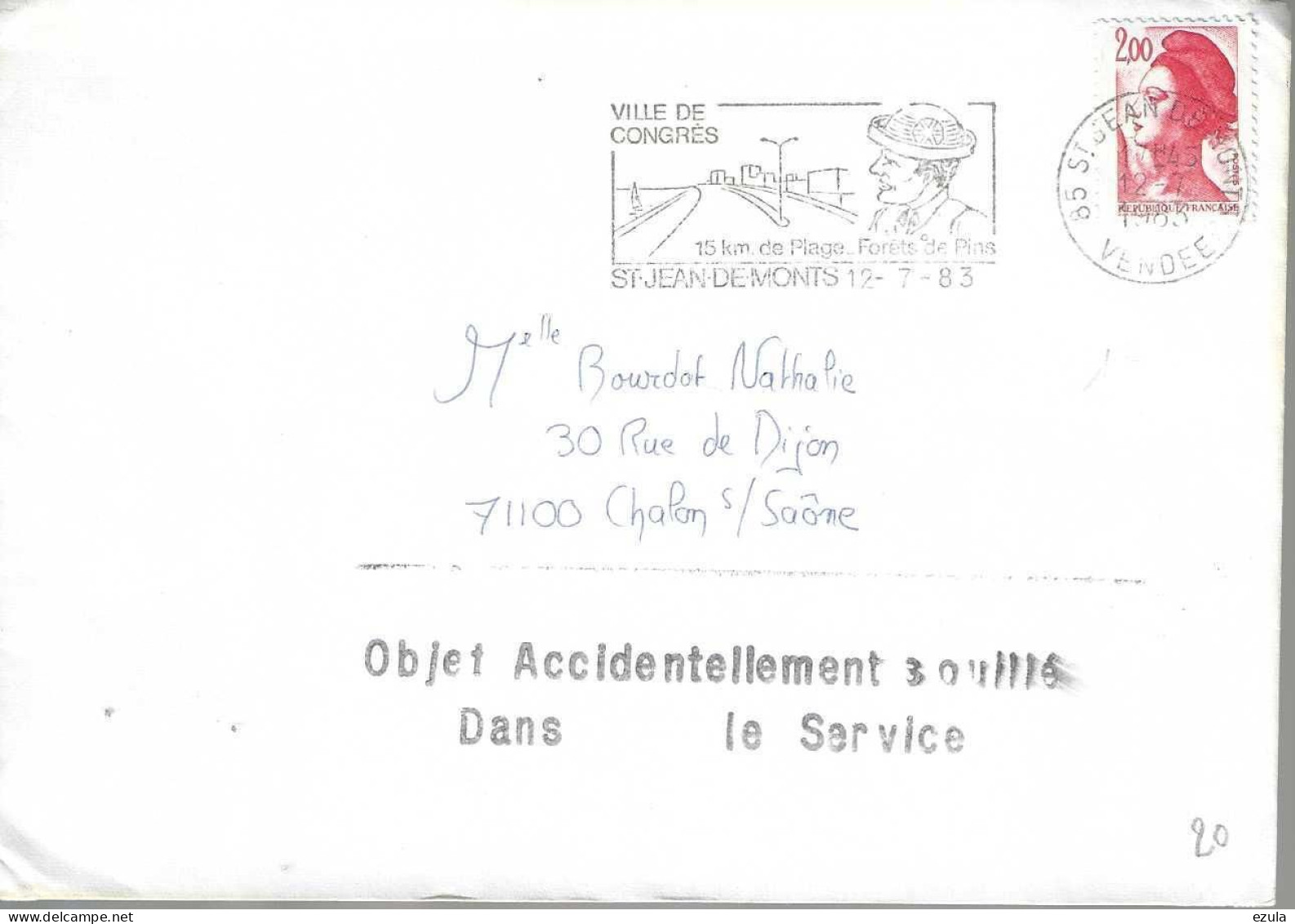 Lettre Du 12/7/83  Tampon ( Objet Accidentellement Souillé Dans Le Service - Lettres Accidentées