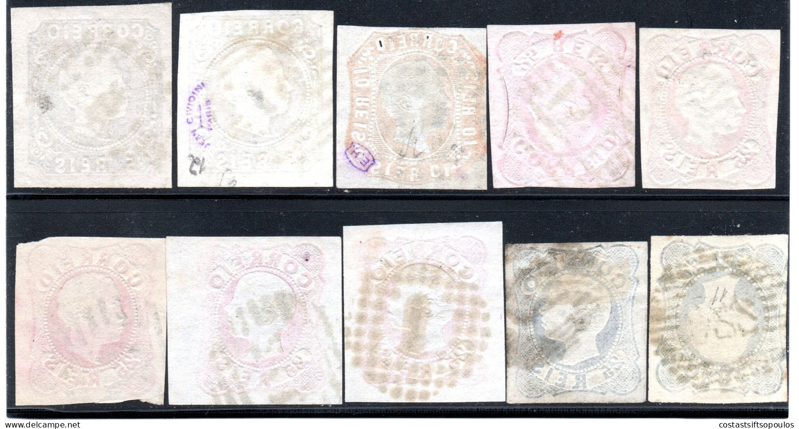 2191. PORTUGAL 1855- 1864 10 CLASSIC ST. LOT , 2 SIGNED - Sonstige & Ohne Zuordnung