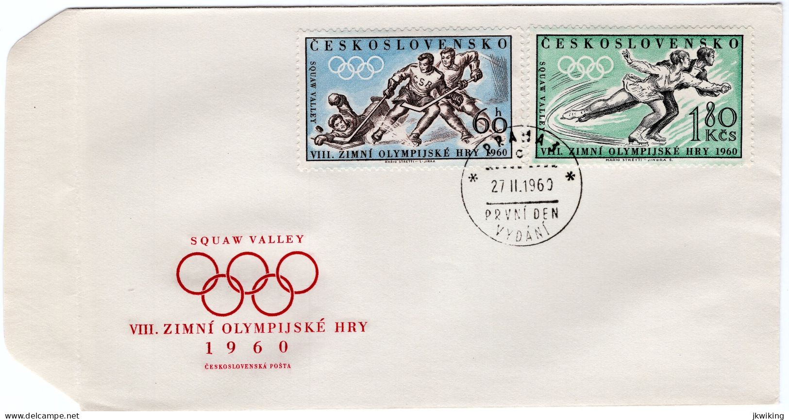 FDC - Winter Olympic Games 1960 Squaw Valley - Figure Skating - Ice Hockey - Occasional Postmark Prague 1 - C - 1960 - Inverno1960: Squaw Valley