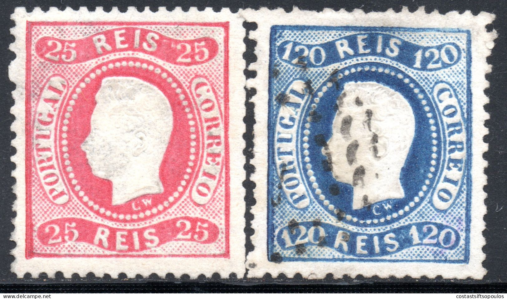 2197. PORTUGAL 1867-1870 25 R.MH, 120 R. SIGNED - Andere & Zonder Classificatie
