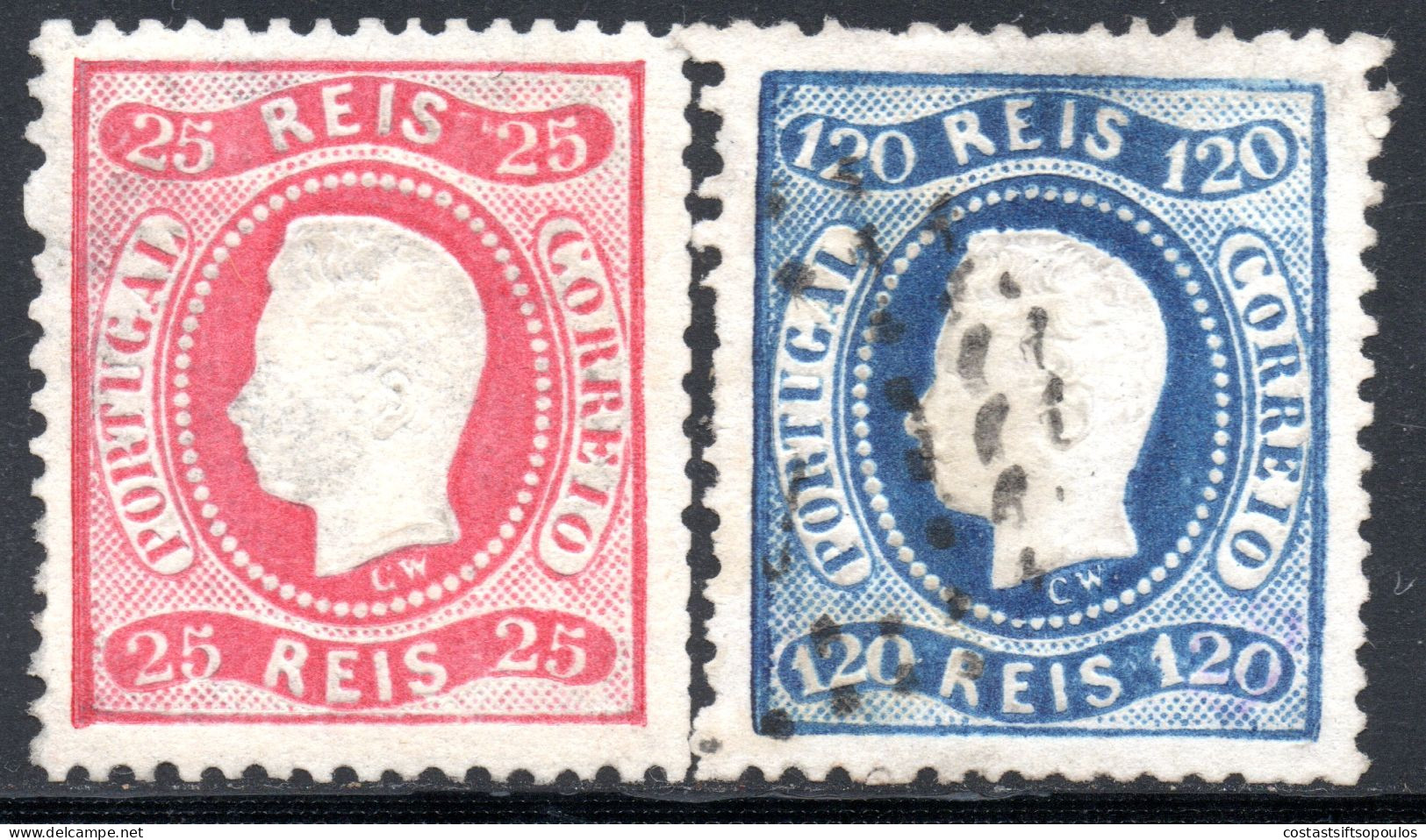 2197. PORTUGAL 1867-1870 25 R.MH, 120 R. SIGNED - Altri & Non Classificati