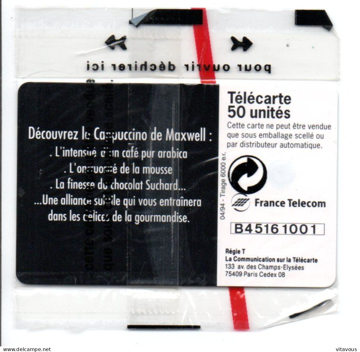 En 921 Maxwell Cappuccino Café  Télécarte FRANCE 50 Unités NSB Phonecard (J 940) - 50 Einheiten