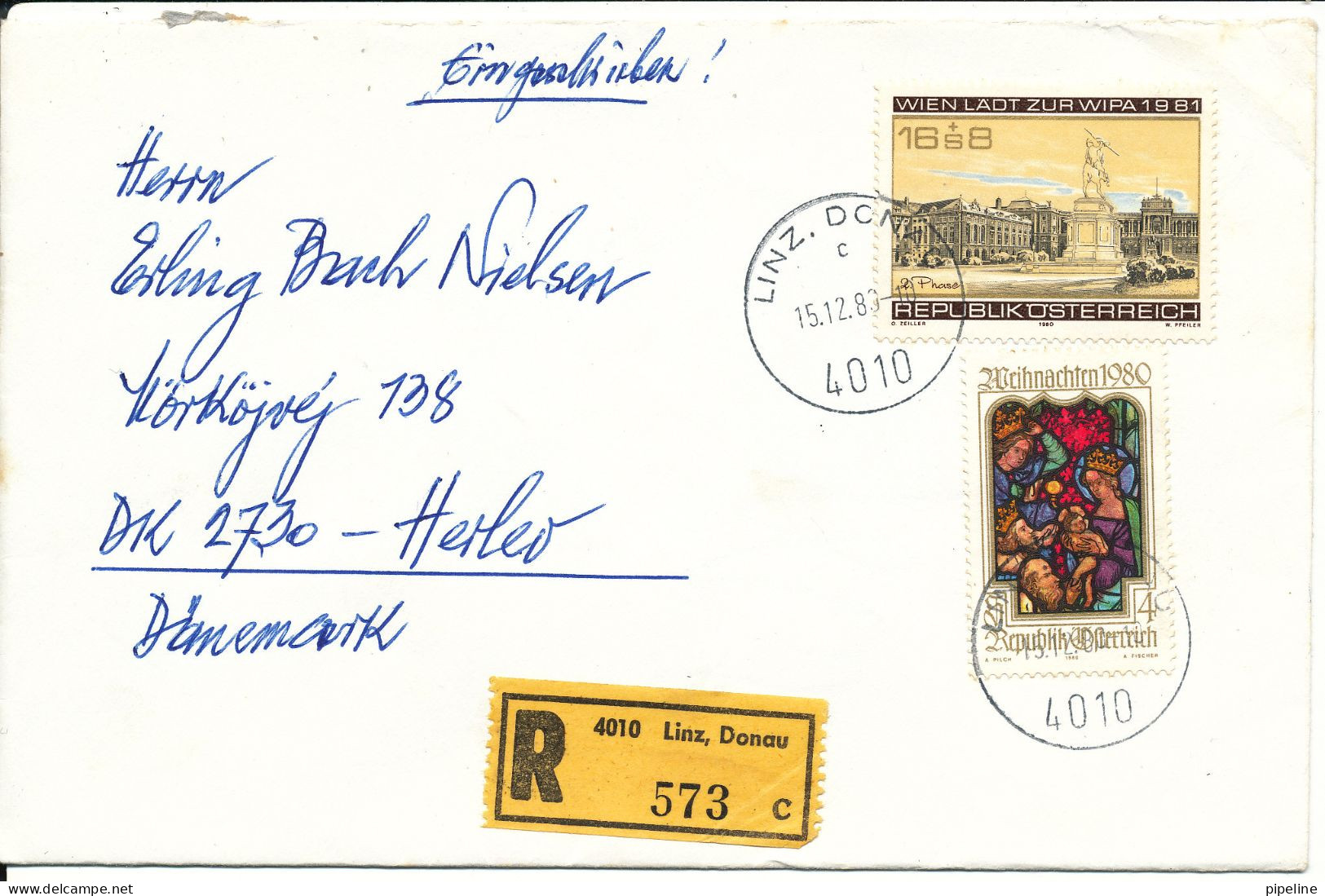 Ireland Cover Sent To Denmark 15-9-1983 With Complete Set Of 2 World Comunication Year - Cartas & Documentos