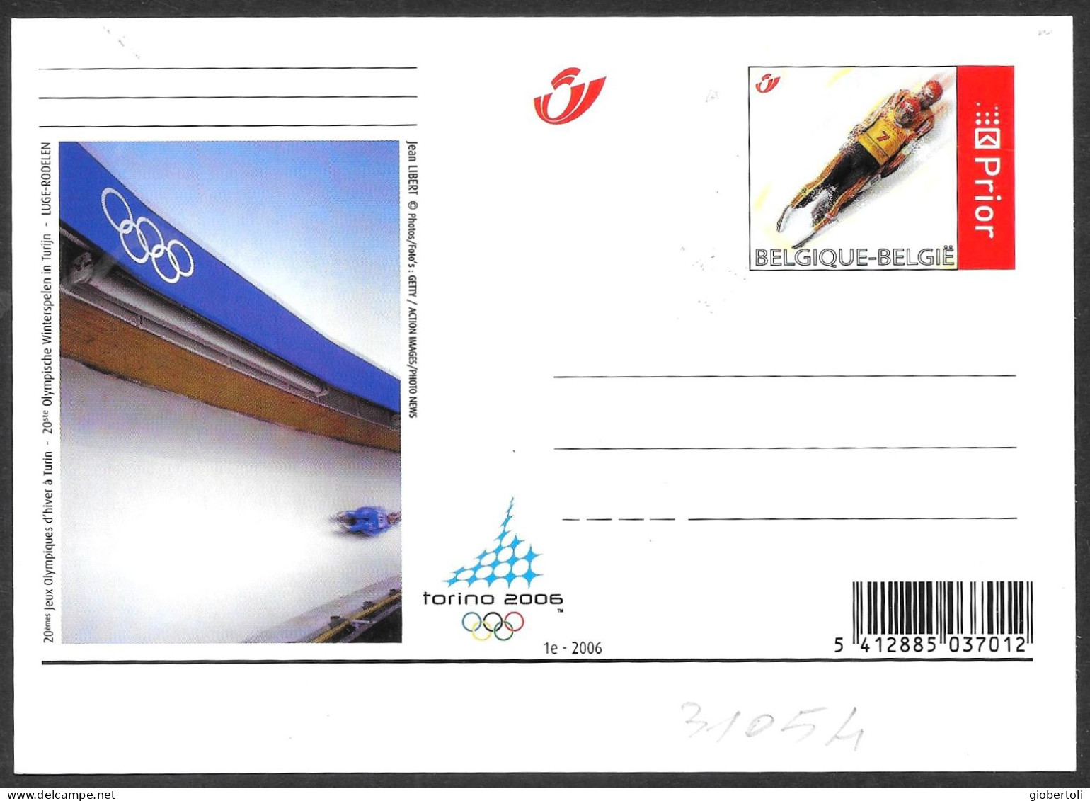 Belgio/Belgium/Belgique: Intero, Stationery, Entier, Slittino, Sledding, Luge - Winter 2006: Torino