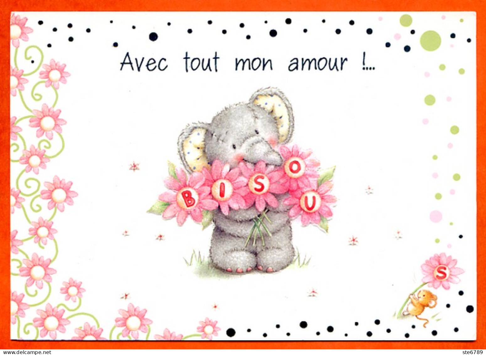 Carte Elliot And Buttons Elephant Souris Avec Tout Mon Amour ! Bisous - Elliot