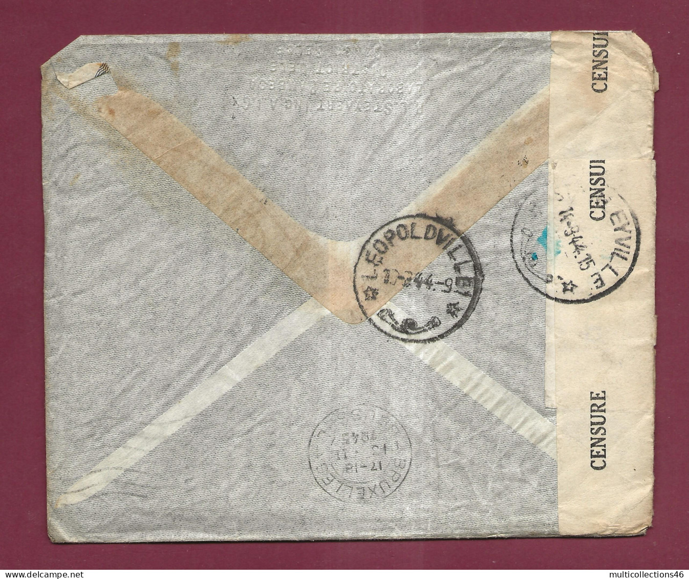 2251123 - CONGO BELGE - Lettre Pour BRUXELLES Première Liaison Aérienne Pour La Belgique  Censure 1944 - Briefe U. Dokumente