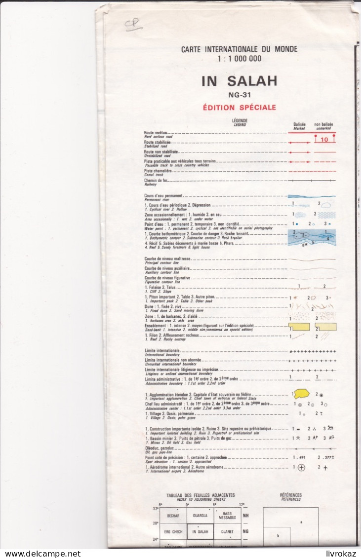 Carte Topographique IGN Carte Internationale Du Monde 1/1 000 000 In Salah Algérie NG 31 1974 Edition Spéciale - Cartes Topographiques