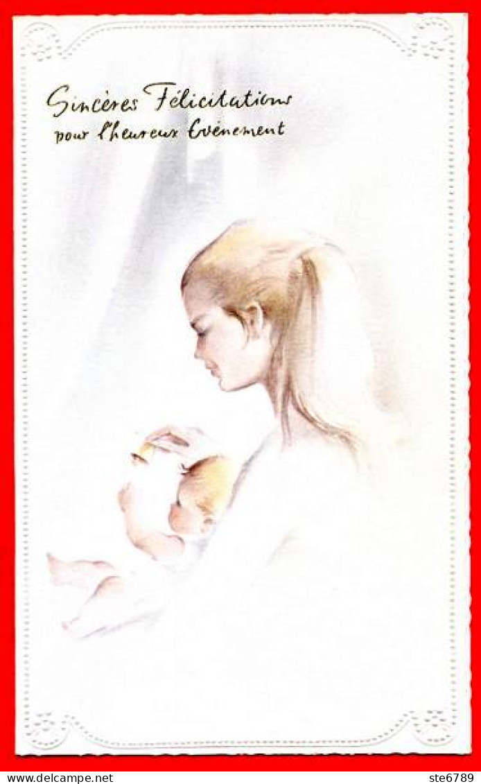 Carte Naissance Sincères Félicitations Pour L'heureux Evènement  Bébé Et Maman Carte Vierge TBE - Naissance