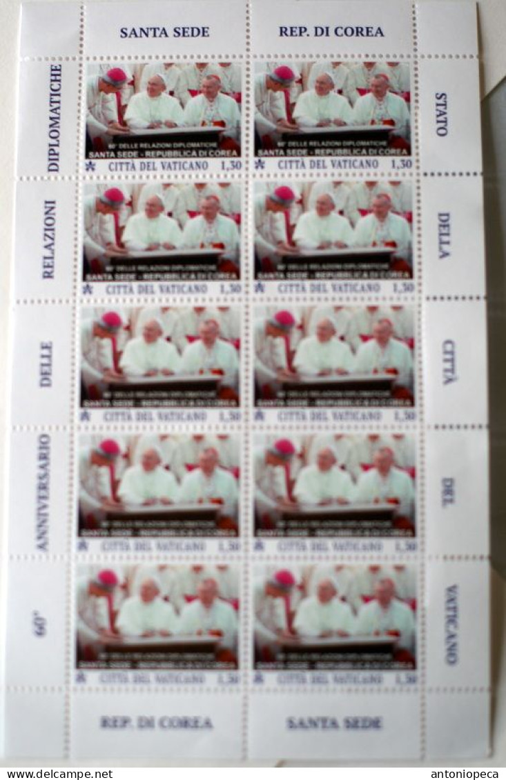 VATICAN 2023, 60 ANNI RELAZIONI REPUBBLICA KOREA,  MINISHEETS OF 10 MNH** - Ungebraucht