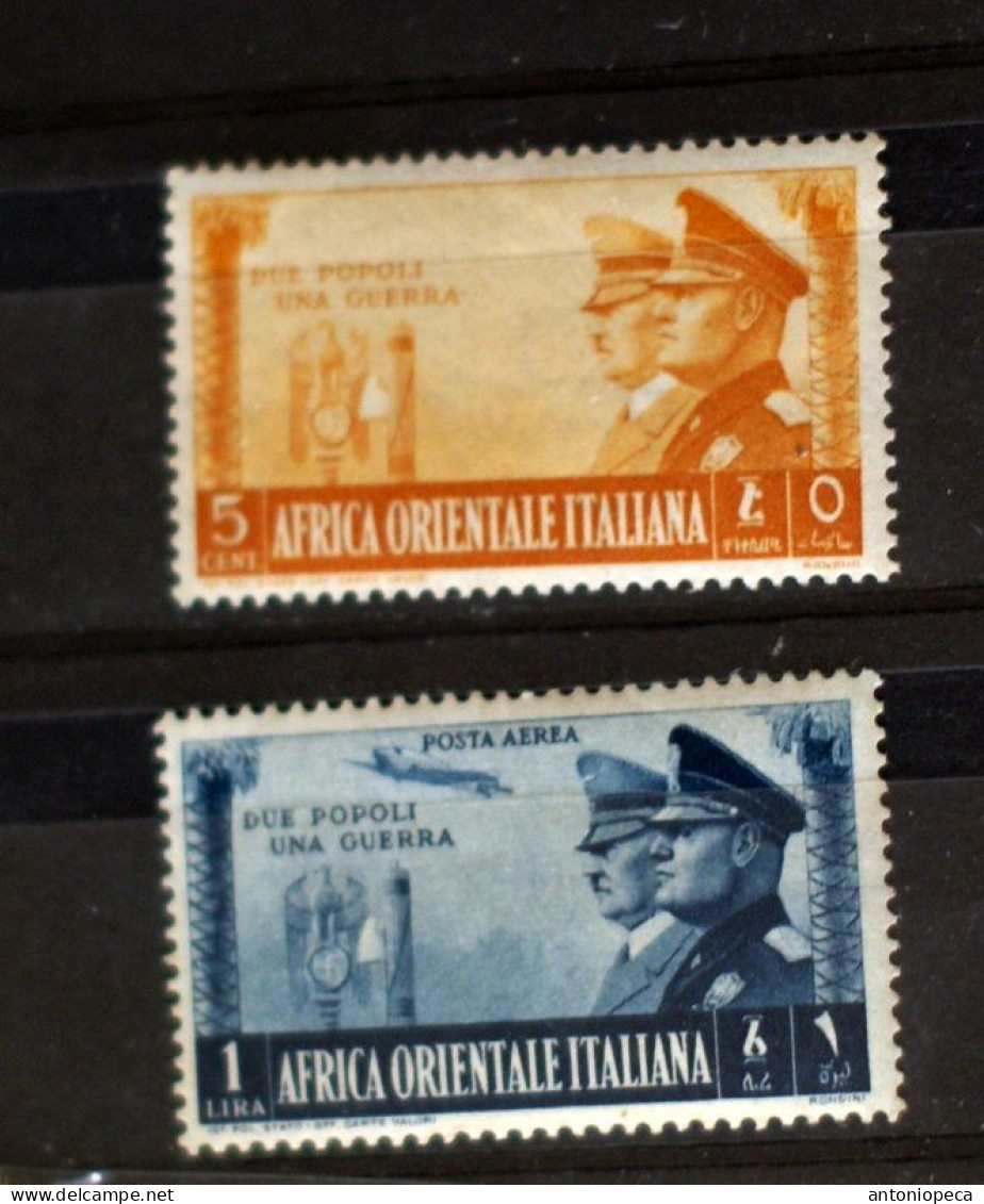 ITALIA COLONIE, AFRICA ORIENTALE ITALIANA, POSTA AEREA FRATELLANZA ARMI 2 VALORI MNH** - Italian Eastern Africa