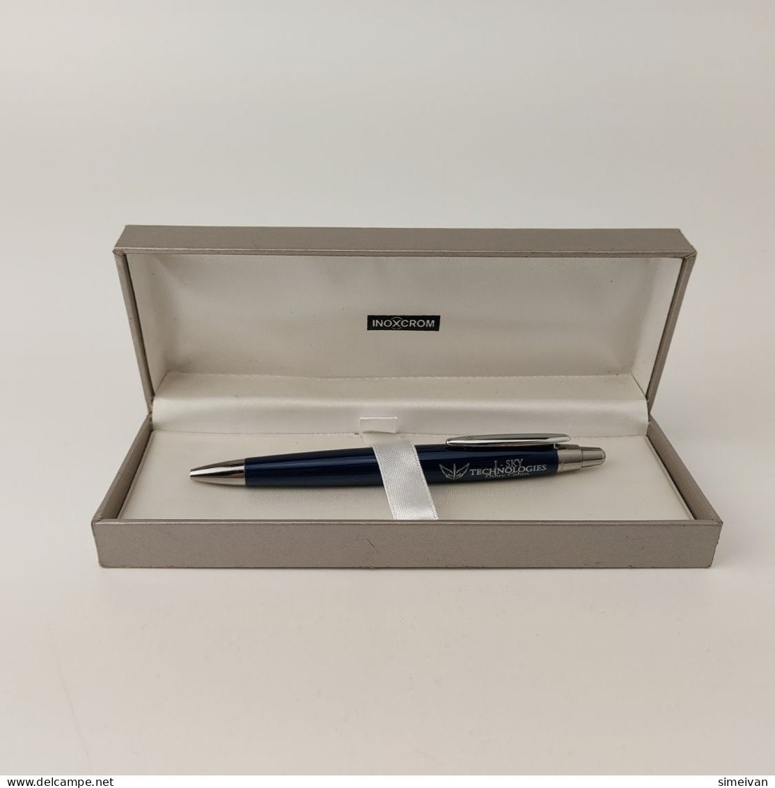 INOXCROM Zeppelin Dark Blue Lacquer Chrome Trim Ballpoin Pen Made In Spain #5434 - Penne