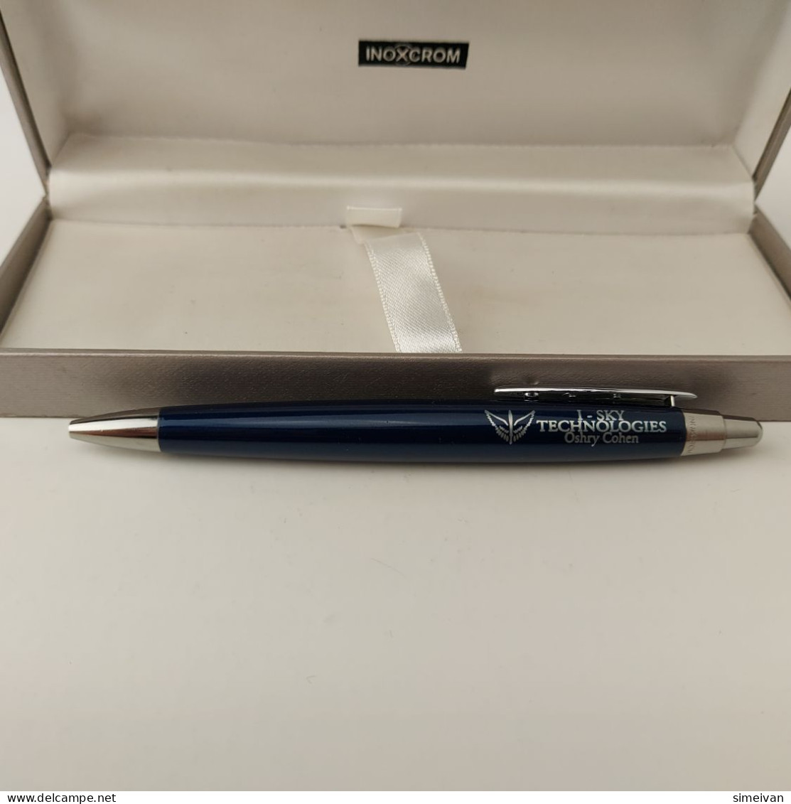 INOXCROM Zeppelin Dark Blue Lacquer Chrome Trim Ballpoin Pen Made In Spain #5434 - Lapiceros