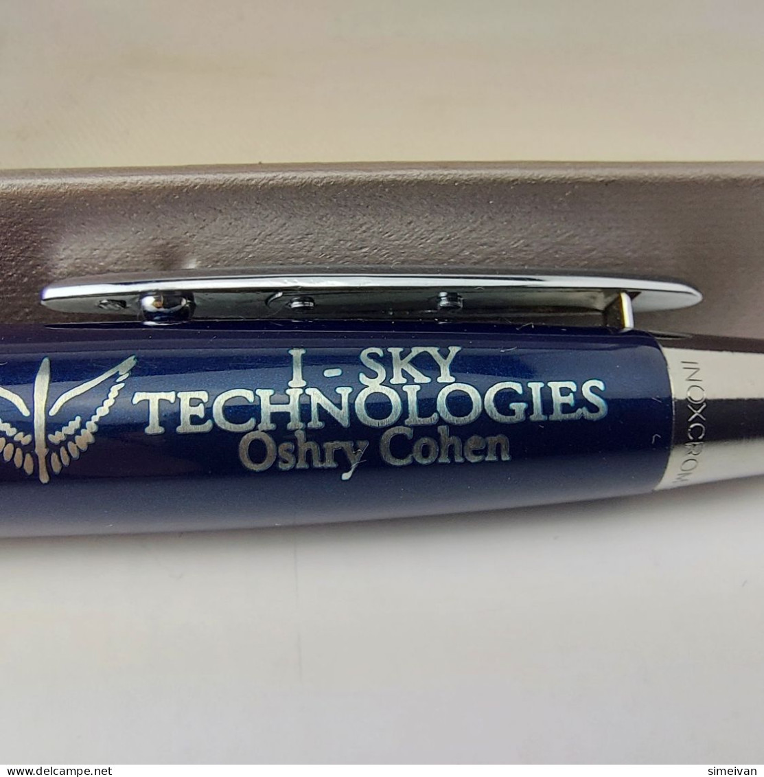 INOXCROM Zeppelin Dark Blue Lacquer Chrome Trim Ballpoin Pen Made In Spain #5434 - Pens