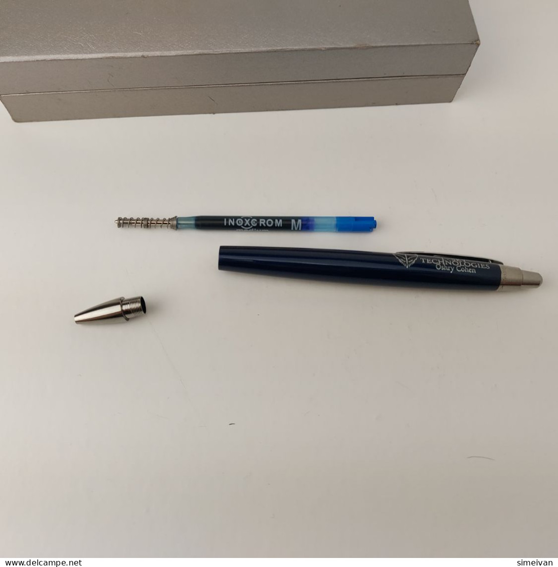 INOXCROM Zeppelin Dark Blue Lacquer Chrome Trim Ballpoin Pen Made in Spain #5434