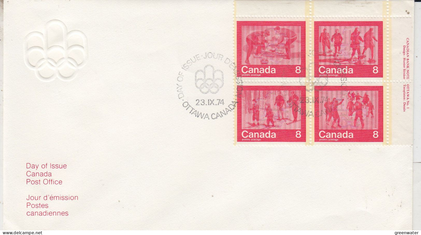 Canada 1974 Keep Fit / Winter / Cover Olympic Games FDC Ottawa 23.9.1974 (CN155B) - 1971-1980