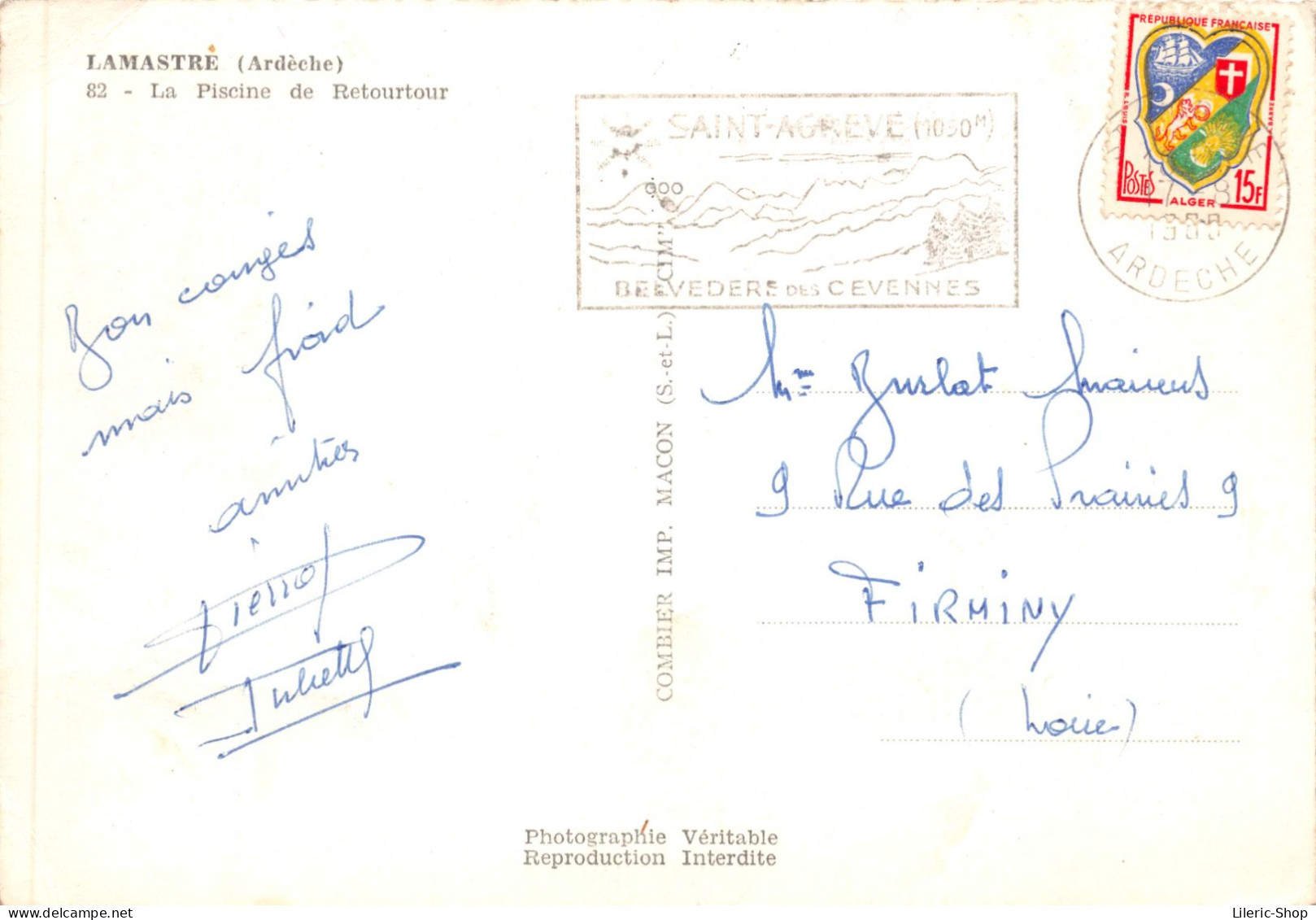 LAMASTRE (Ardèche) 82 La Piscine De Retourtour. Cpsm GF 1960 - Lamastre