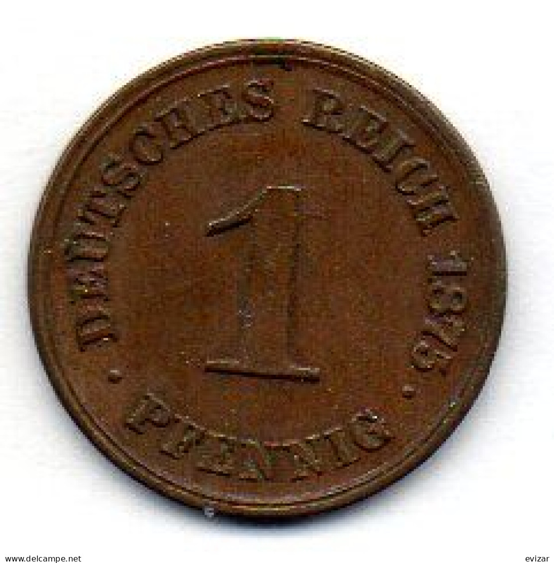 GERMANY - EMPIRE, 1 Pfennig, Copper, Year 1875-C, KM # 1 - 1 Pfennig