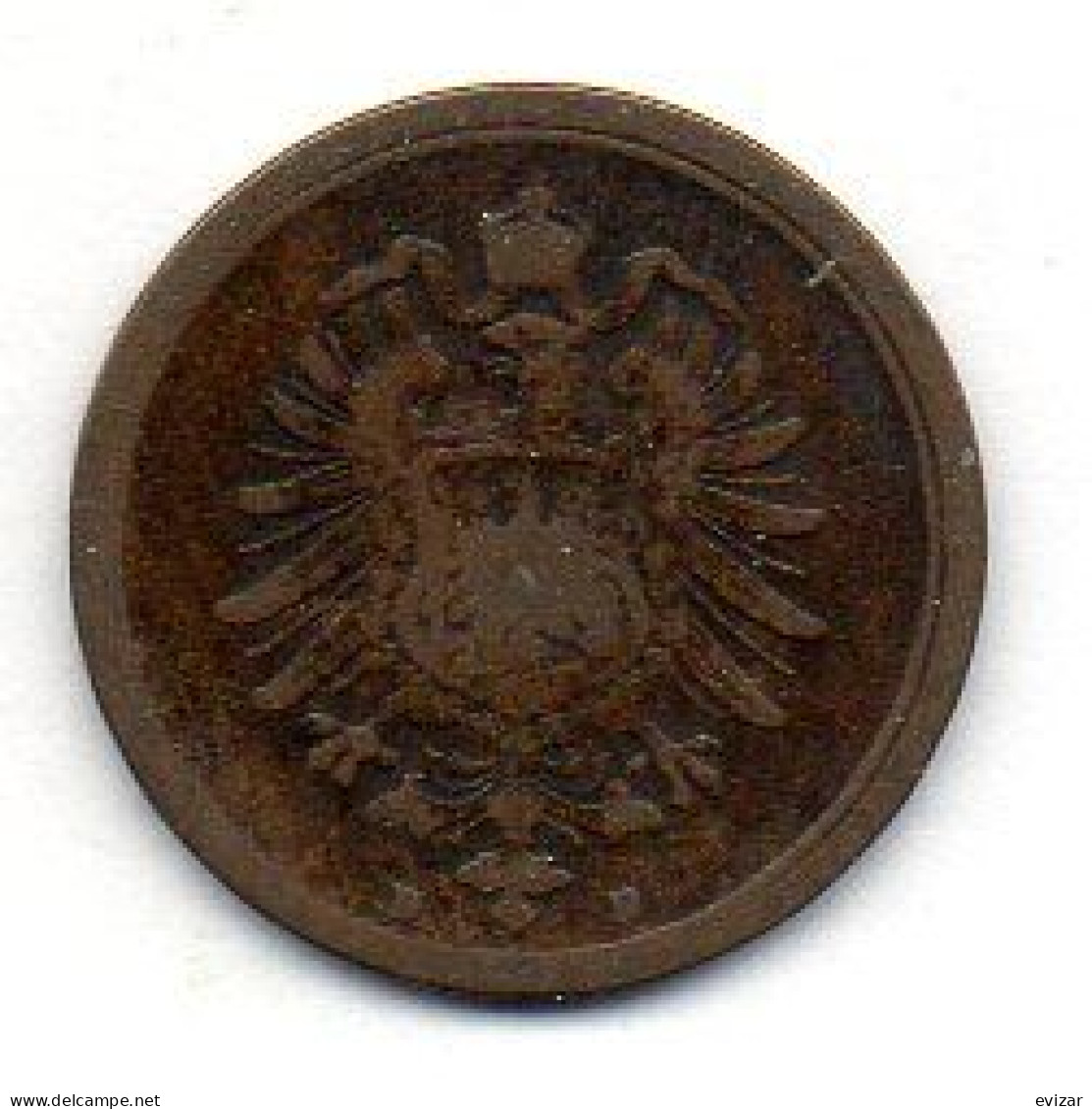 GERMANY - EMPIRE, 1 Pfennig, Copper, Year 1876-D, KM # 1 - 1 Pfennig
