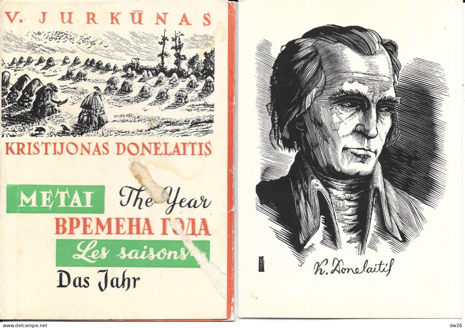 Lituanie - Illustration V. Jurkunas, Kristijonas Donelaitis: Metai (the Year, Les Saisons) Pochette De 10 Cartes - Lithuania