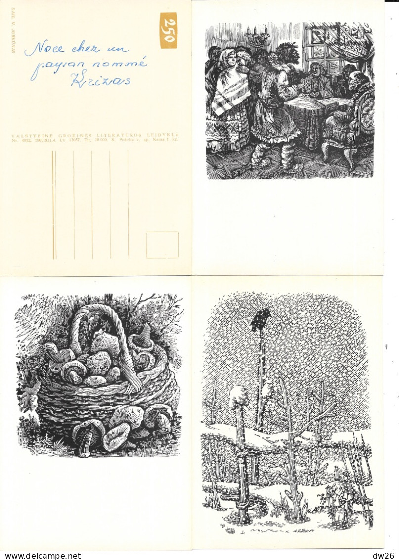 Lituanie - Illustration V. Jurkunas, Kristijonas Donelaitis: Metai (the Year, Les Saisons) Pochette De 10 Cartes - Litauen