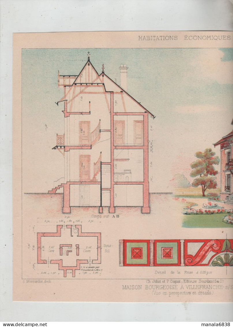 Habitations Economiques Maison Bourgeoise à Villefranche Sur Saône Architecte Montarlot - Non Classés