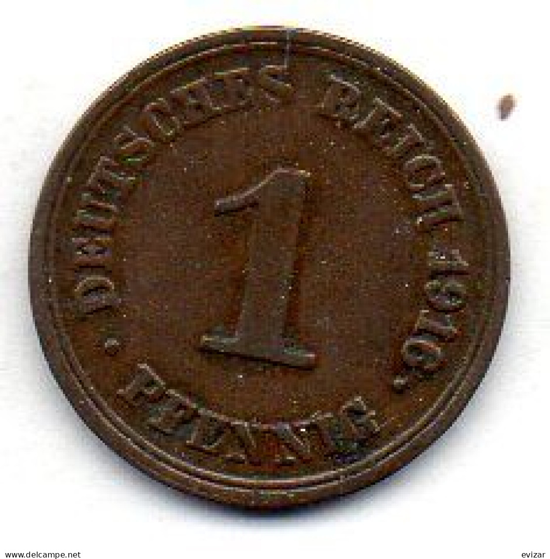 GERMANY - EMPIRE, 1 Pfennig, Copper, Year 1916-E, KM # 10 - 1 Pfennig