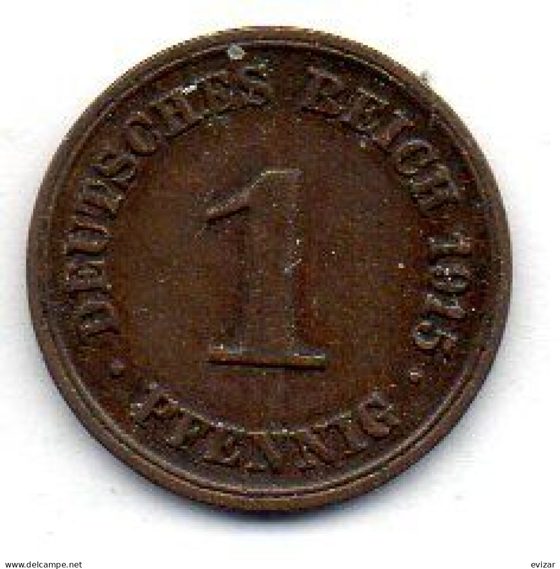 GERMANY - EMPIRE, 1 Pfennig, Copper, Year 1915-G, KM # 10 - 1 Pfennig