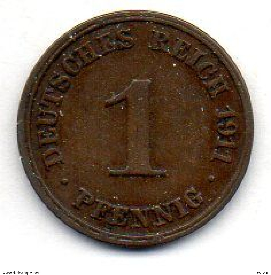 GERMANY - EMPIRE, 1 Pfennig, Copper, Year 1911-J, KM # 10 - 1 Pfennig
