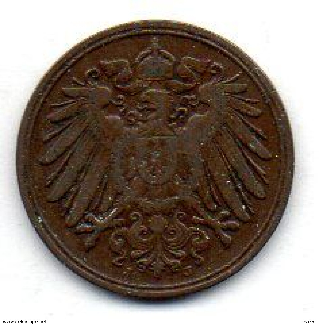 GERMANY - EMPIRE, 1 Pfennig, Copper, Year 1911-J, KM # 10 - 1 Pfennig