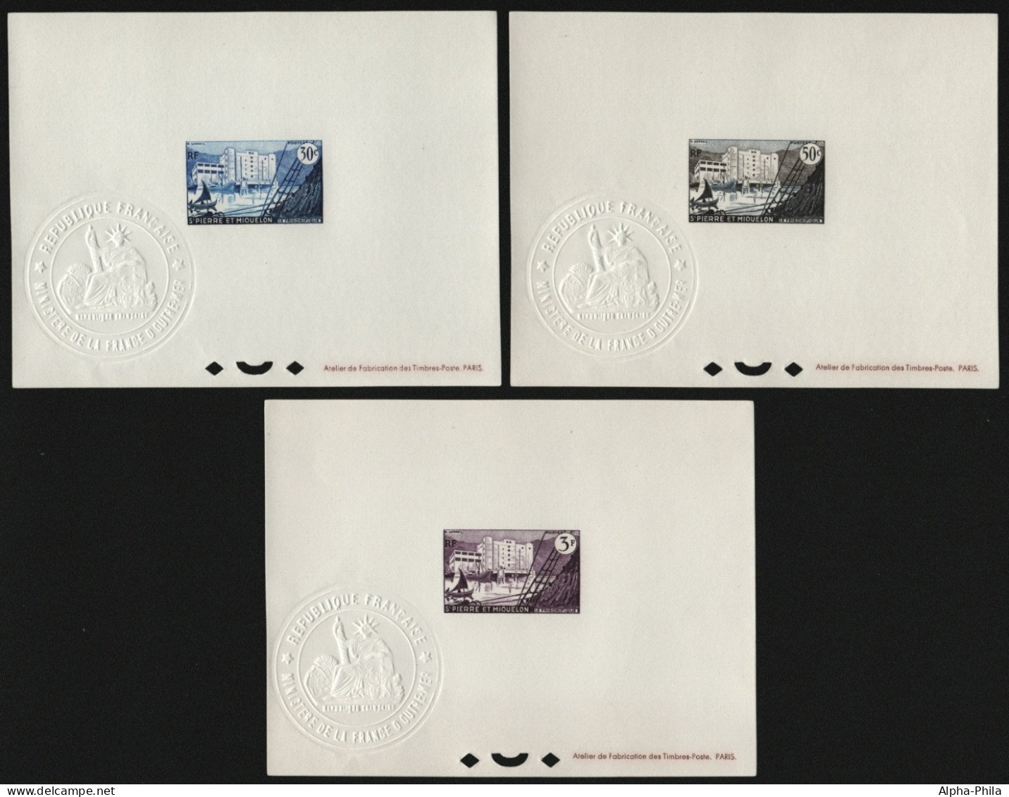 St. Pierre & Miquelon 1955 - Mi-Nr. 375-377 ** - MNH - Epreuve De Luxe - Sin Dentar, Pruebas De Impresión Y Variedades