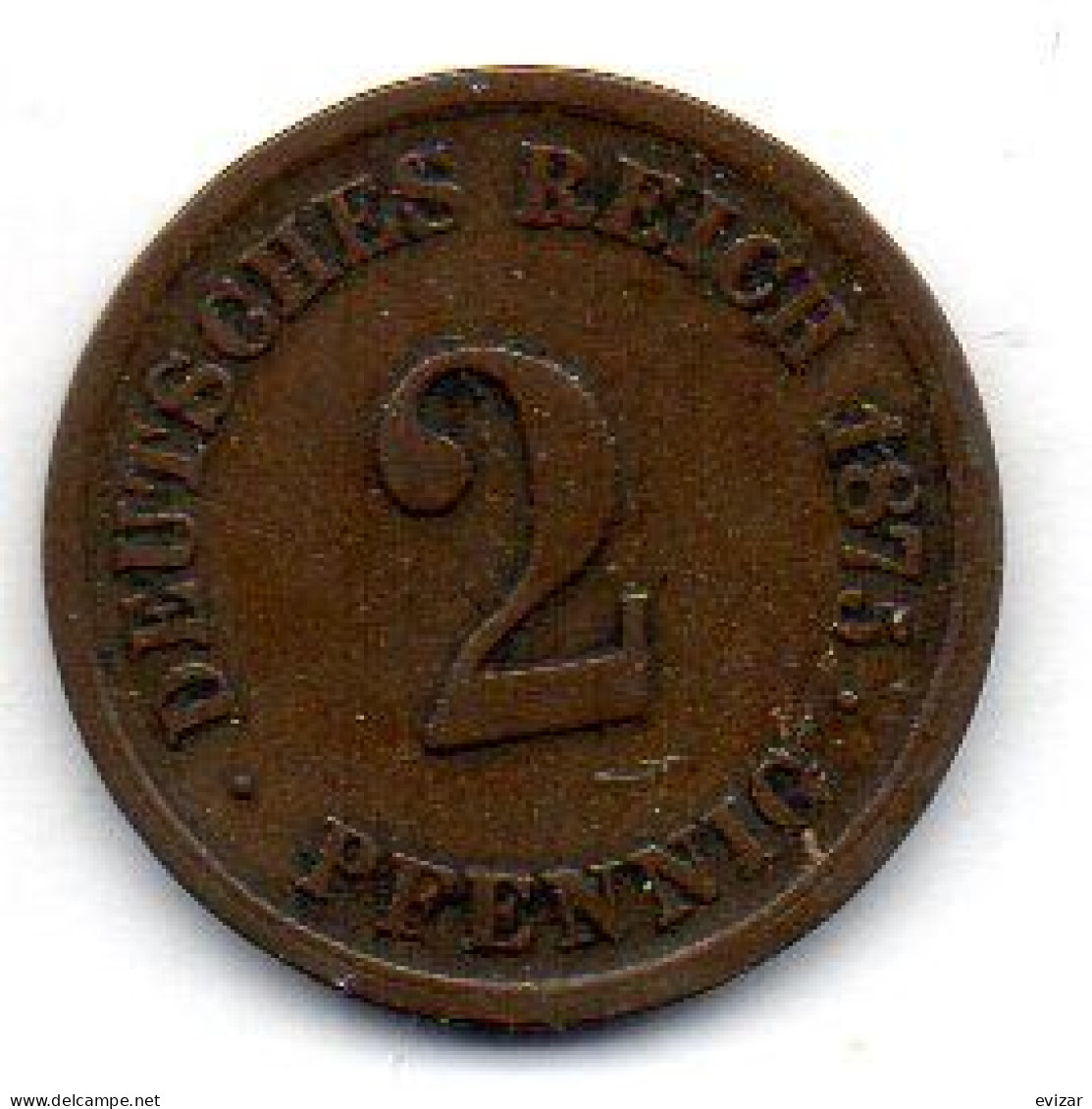 GERMANY - EMPIRE, 2 Pfennig, Copper, Year 1875-E, KM # 2 - 2 Pfennig