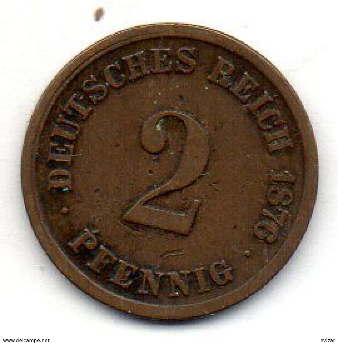 GERMANY - EMPIRE, 2 Pfennig, Copper, Year 1876-G, KM # 2 - 2 Pfennig
