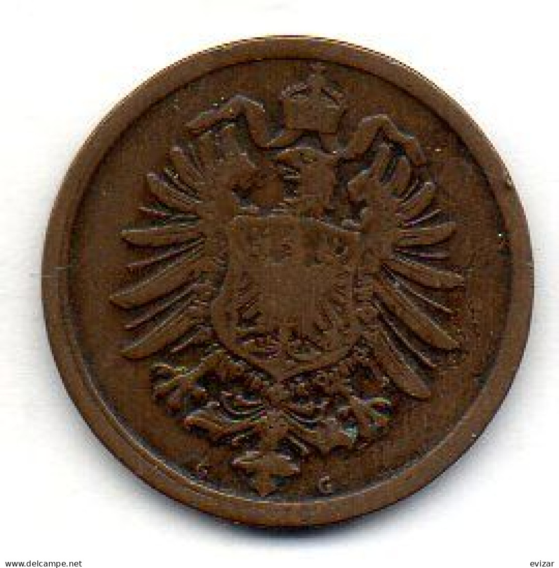 GERMANY - EMPIRE, 2 Pfennig, Copper, Year 1876-G, KM # 2 - 2 Pfennig