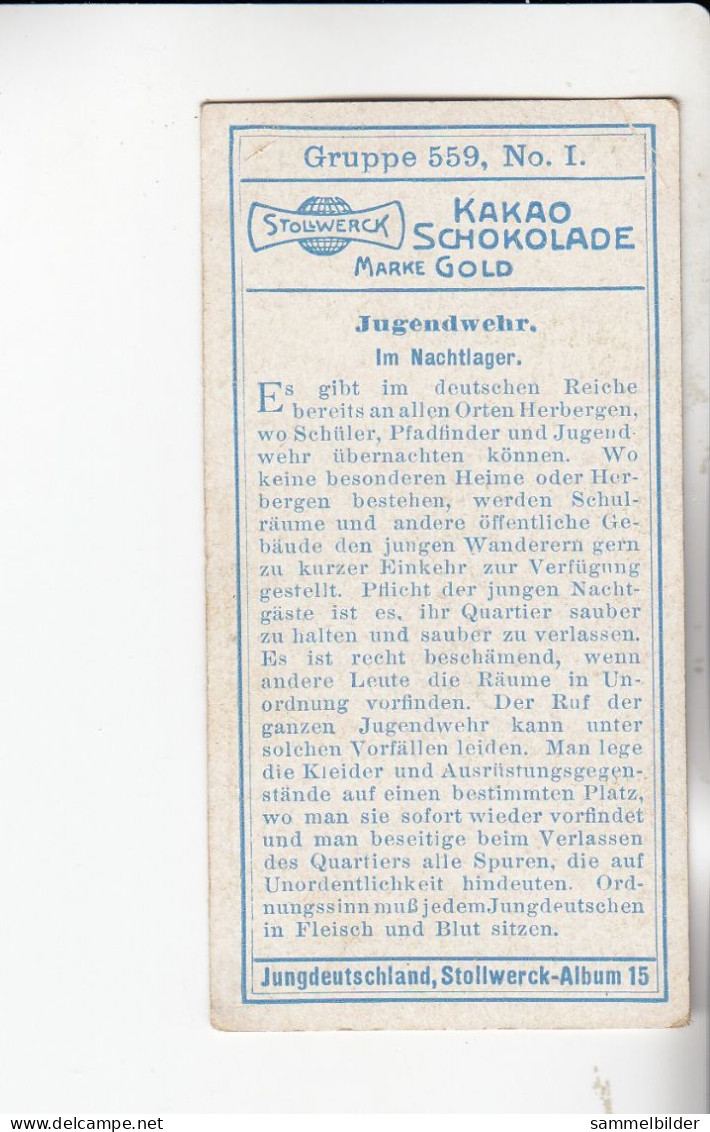 Stollwerck Album No 15 Jugendwehr  Im Nachtlager     Grp 559#1 Von 1915 - Stollwerck