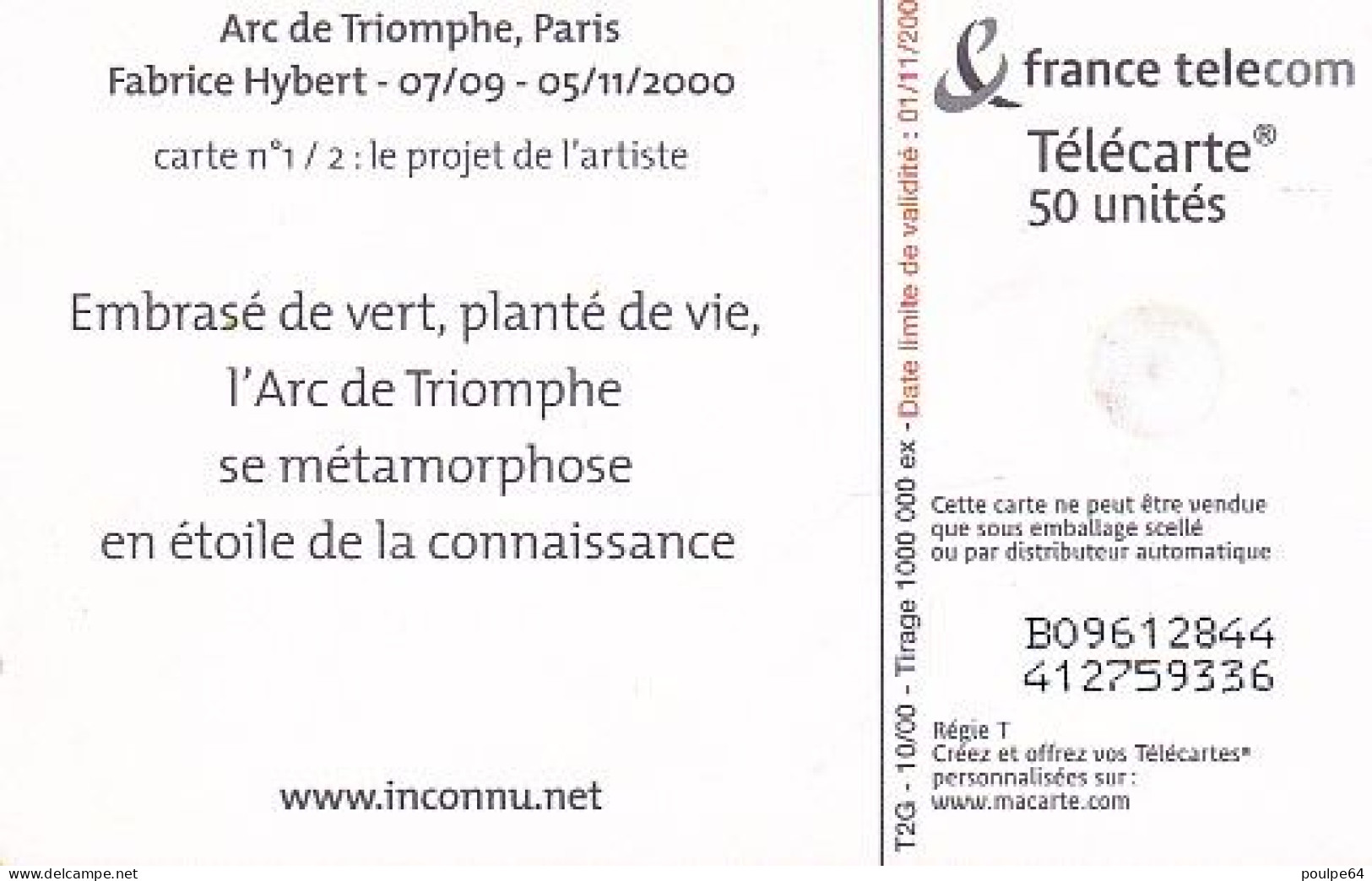 F1091  10/2000 - ARC DE TRIOMPHE - 50 GEM2 - 2000