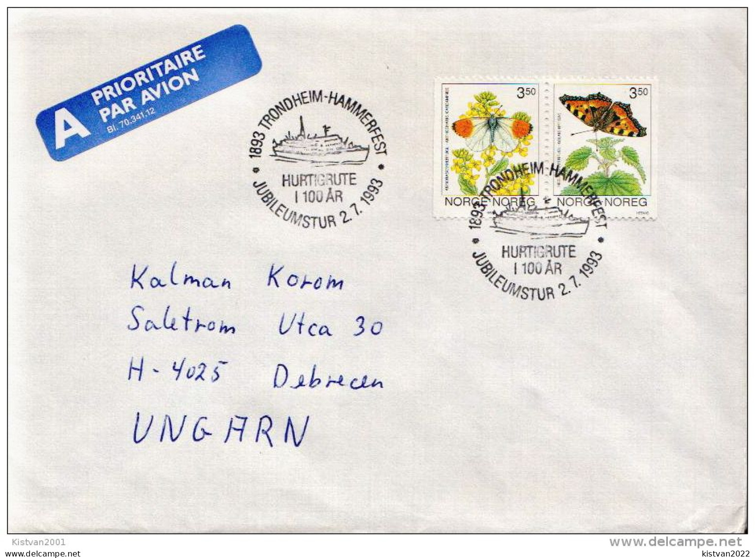 Postal History Cover: Norway With Special Trondheim- Hammerfest Cancel - Brieven En Documenten