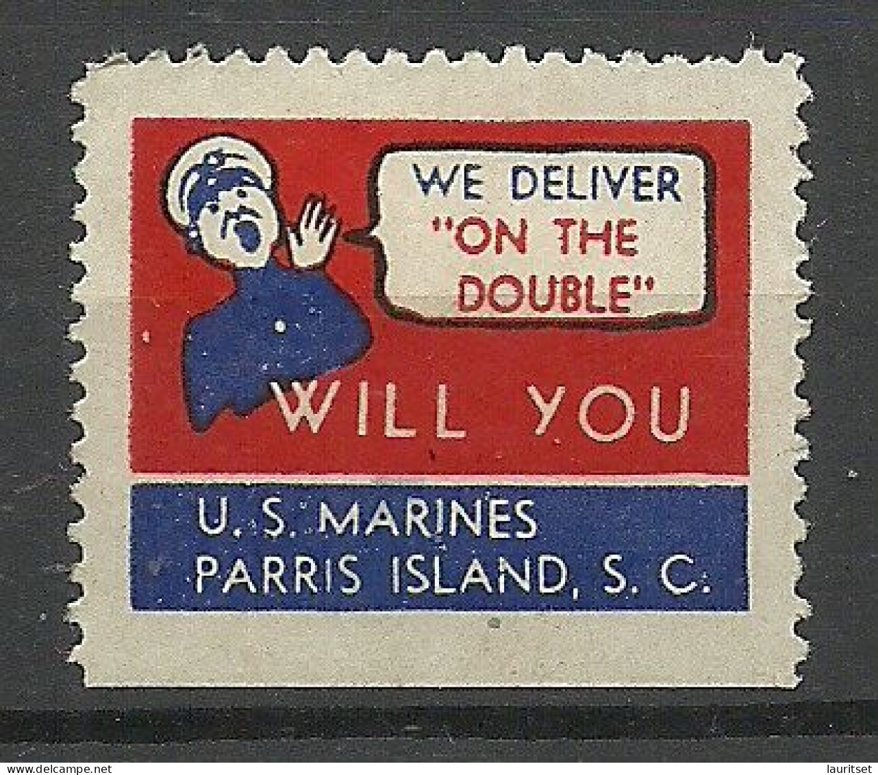 USA U. S. Marines Parris Island Military Vignette Advertising Poster Stamp * - Erinnophilie