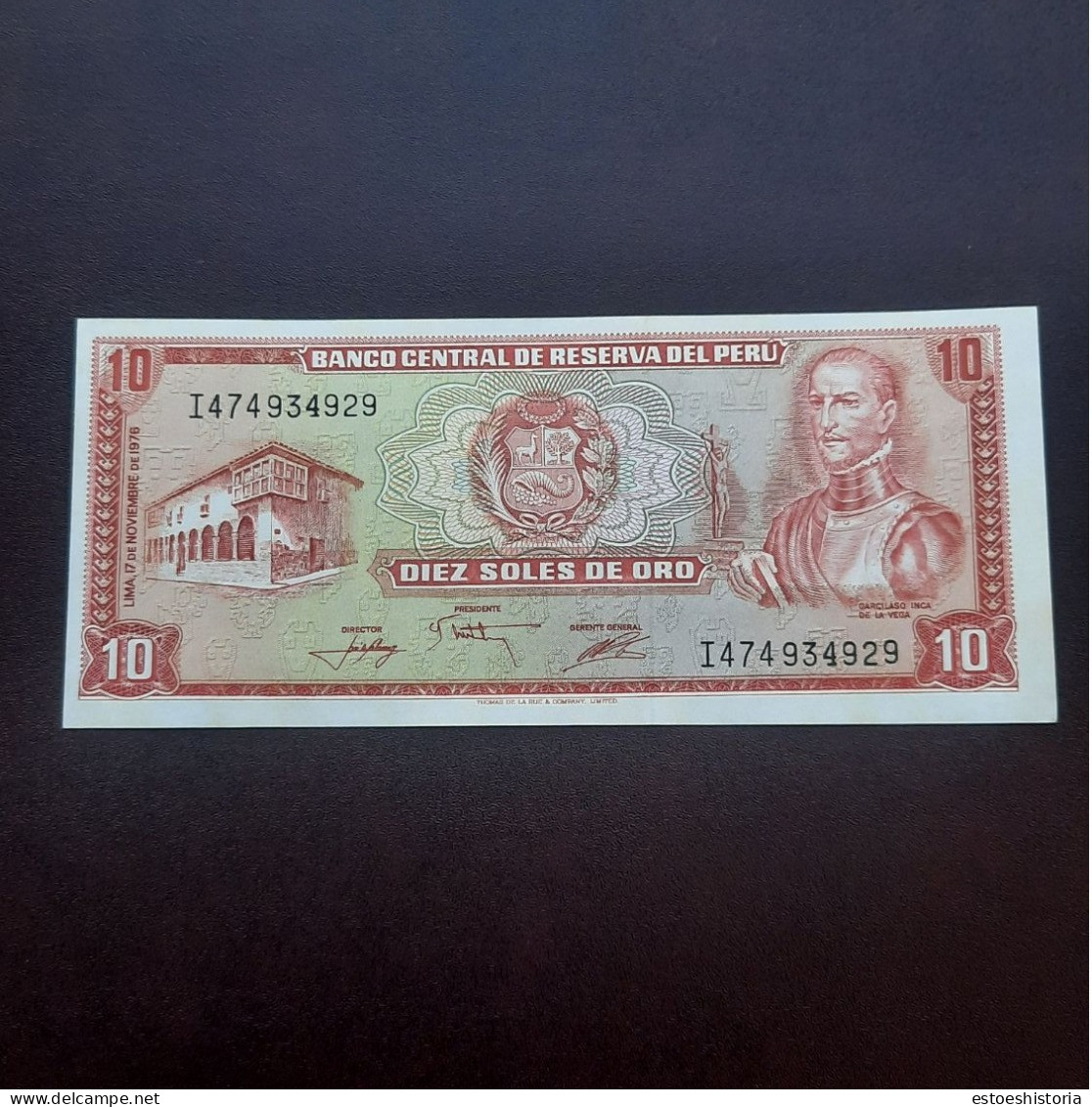 BILLETE DE 10 SOLES DE ORO DE PERU DEL AÑO 1976.S/C CON LEVES MANCHITAS. - Peru