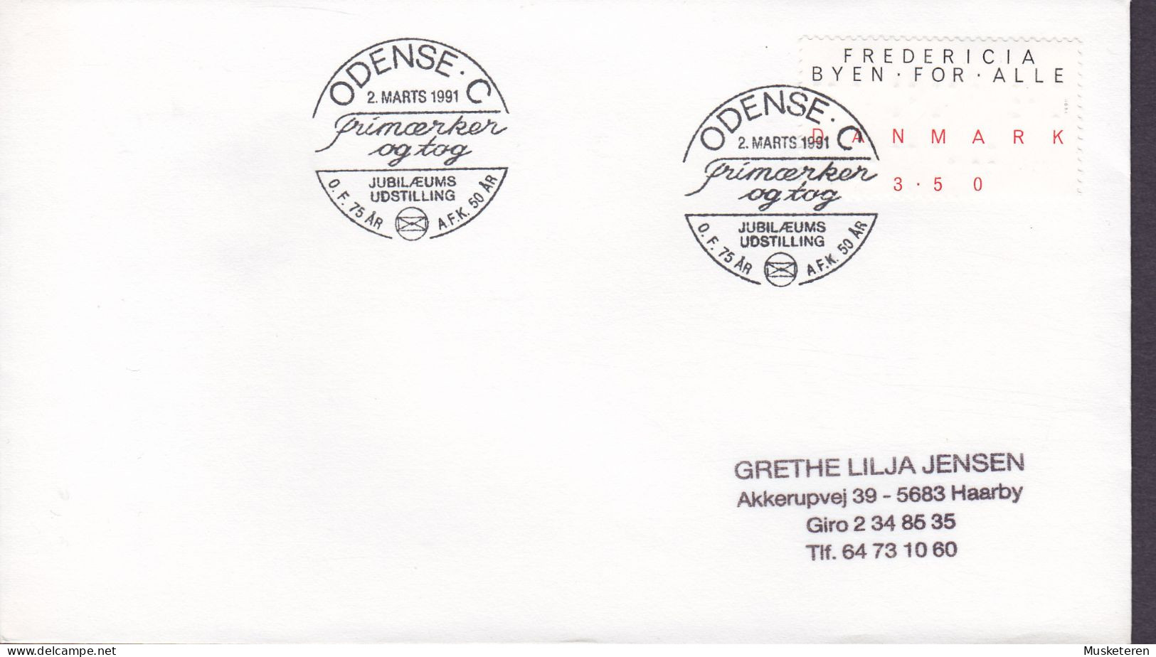 Denmark Sonderstempel 'Frimærker Og Tog' (Stamps & Trains) ODENSE 1991 Cover Brief Blind Stamp - Lettres & Documents