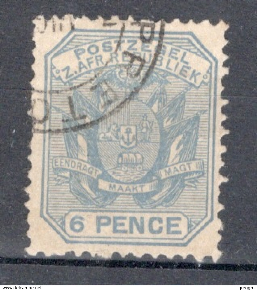 South African Republic 1896 Single 6d Coat Of Arms - Wagon With Pole, In Fine Used Condition - Nueva República (1886-1887)