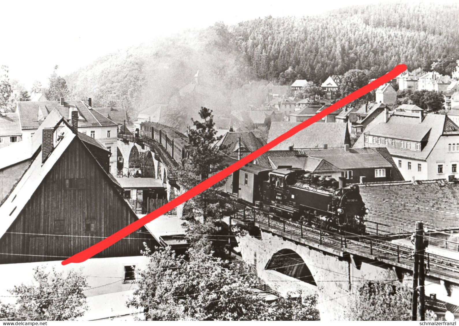 AK Schmiedeberg Erzgebirge Zug Eisenbahn Schmalspurbahn Weißeritztalbahn Freital Hainsberg Dippoldiswalde Kipsdorf DDR - Schmiedeberg (Erzgeb.)