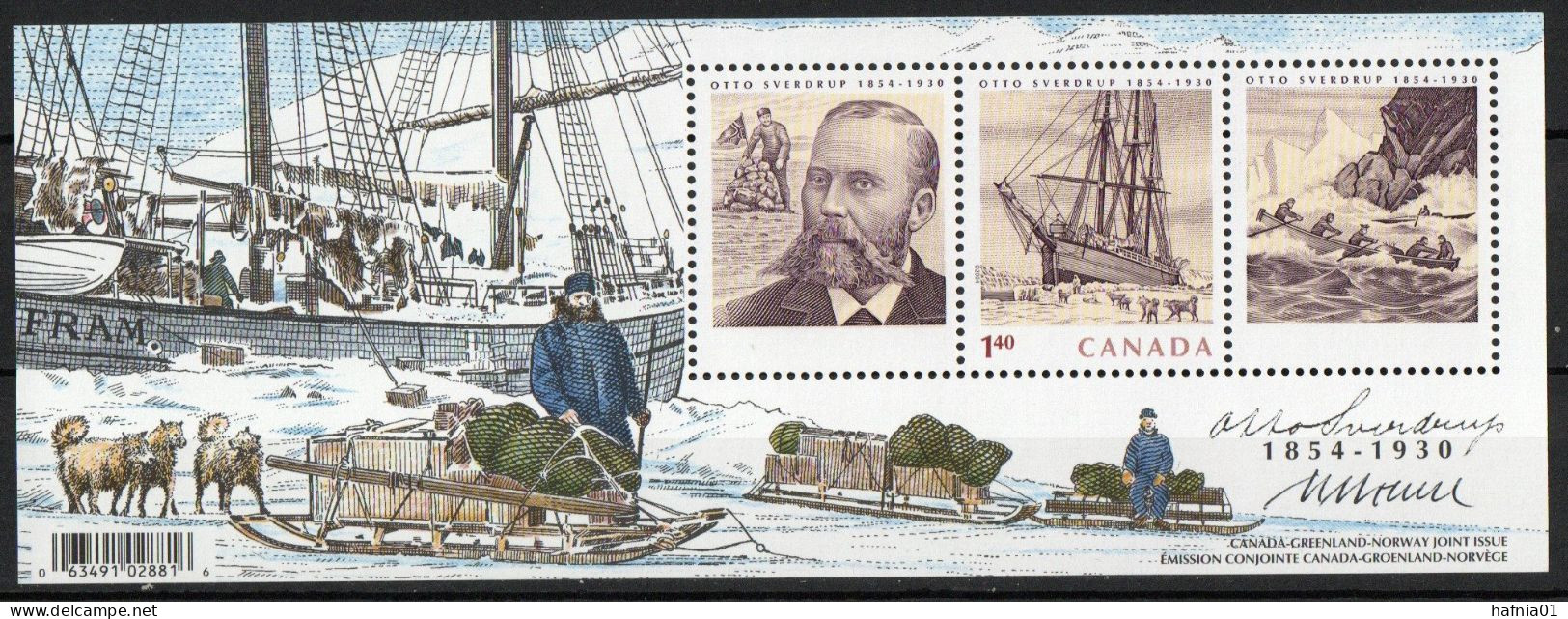 Martin Mörck. Canada 2004. 150 Anniv Otto Sverdrup Souvenir Sheet. Joint Issue. MNH. Signed. - Blocks & Sheetlets