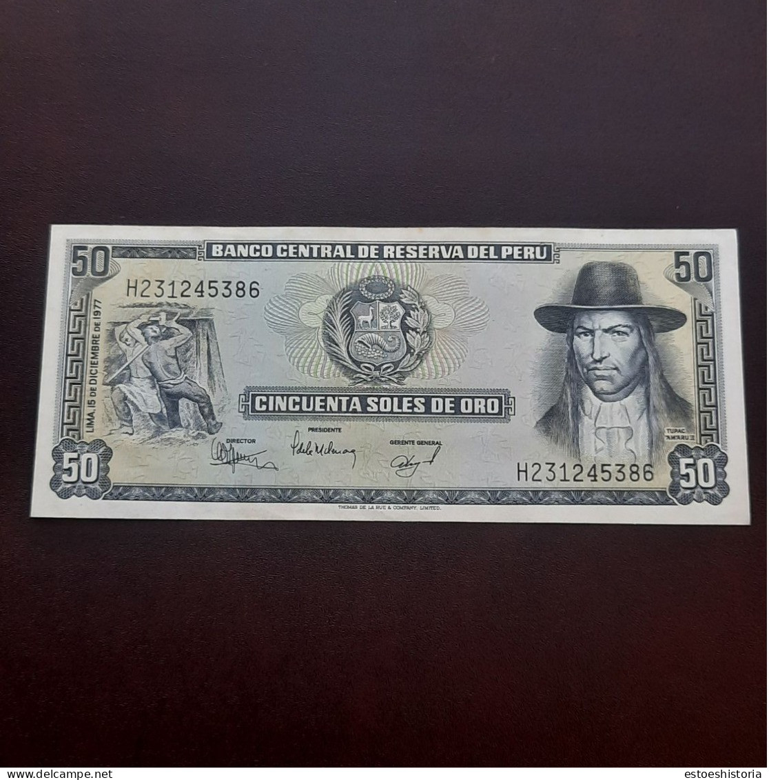 BILLETE DE 50 SOLES DE ORO DE PERU DEL AÑO 1977.S/C CON LEVES MANCHITAS. - Pérou