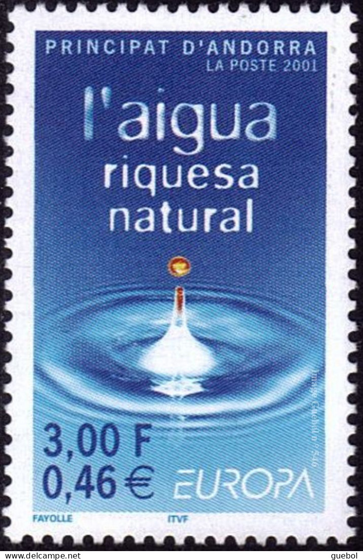 CEPT / Europa 2001 Andorre Français N° 546 ** L'eau, Richesse Naturelle - 2001